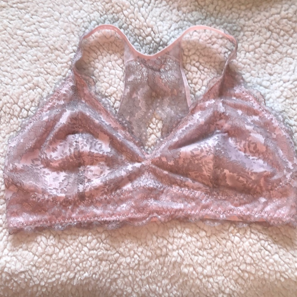 NWOT lace bralette powder pink with lace overlay